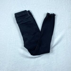 A&F Black Ankle Jeans Raw Hem Size 2 Short W25 L24.5 Super Skinny High Rise